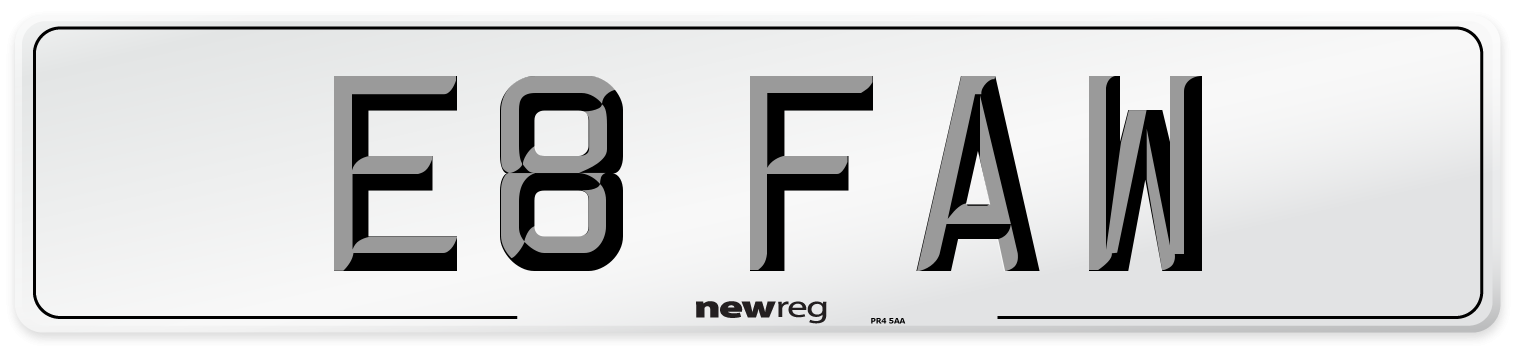 E8 FAW Number Plate from New Reg